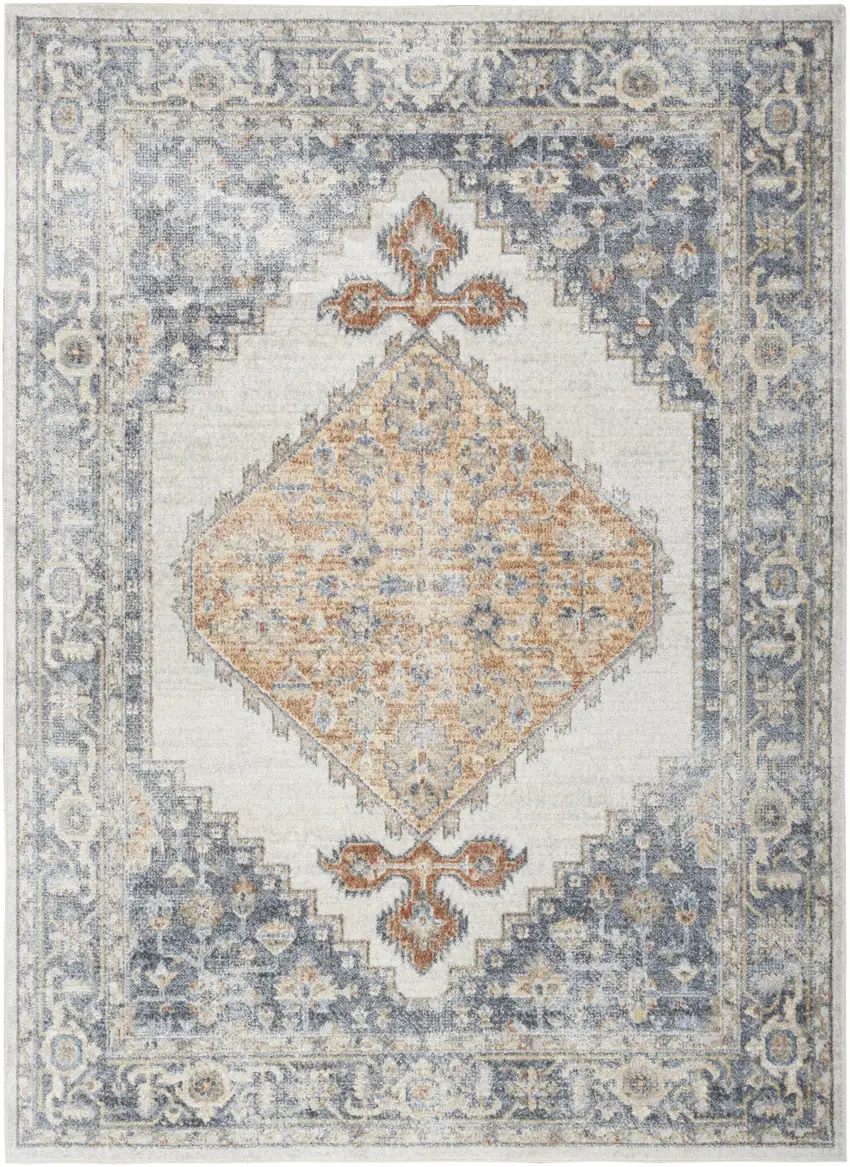 Gray Oriental Power Loom Distressed Washable Area Rug Photo 1