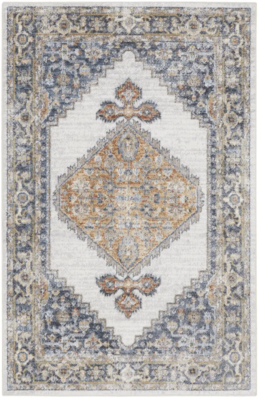 Gray Oriental Power Loom Distressed Washable Area Rug Photo 1