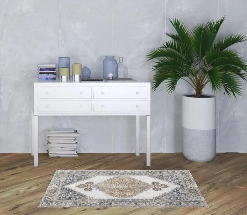 Gray Oriental Power Loom Distressed Washable Area Rug Photo 7