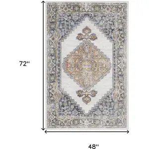 Photo of Gray Oriental Power Loom Distressed Washable Area Rug