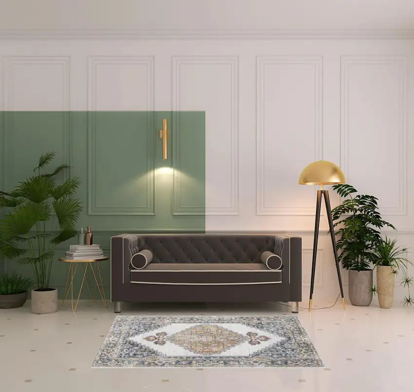 Gray Oriental Power Loom Distressed Washable Area Rug Photo 2