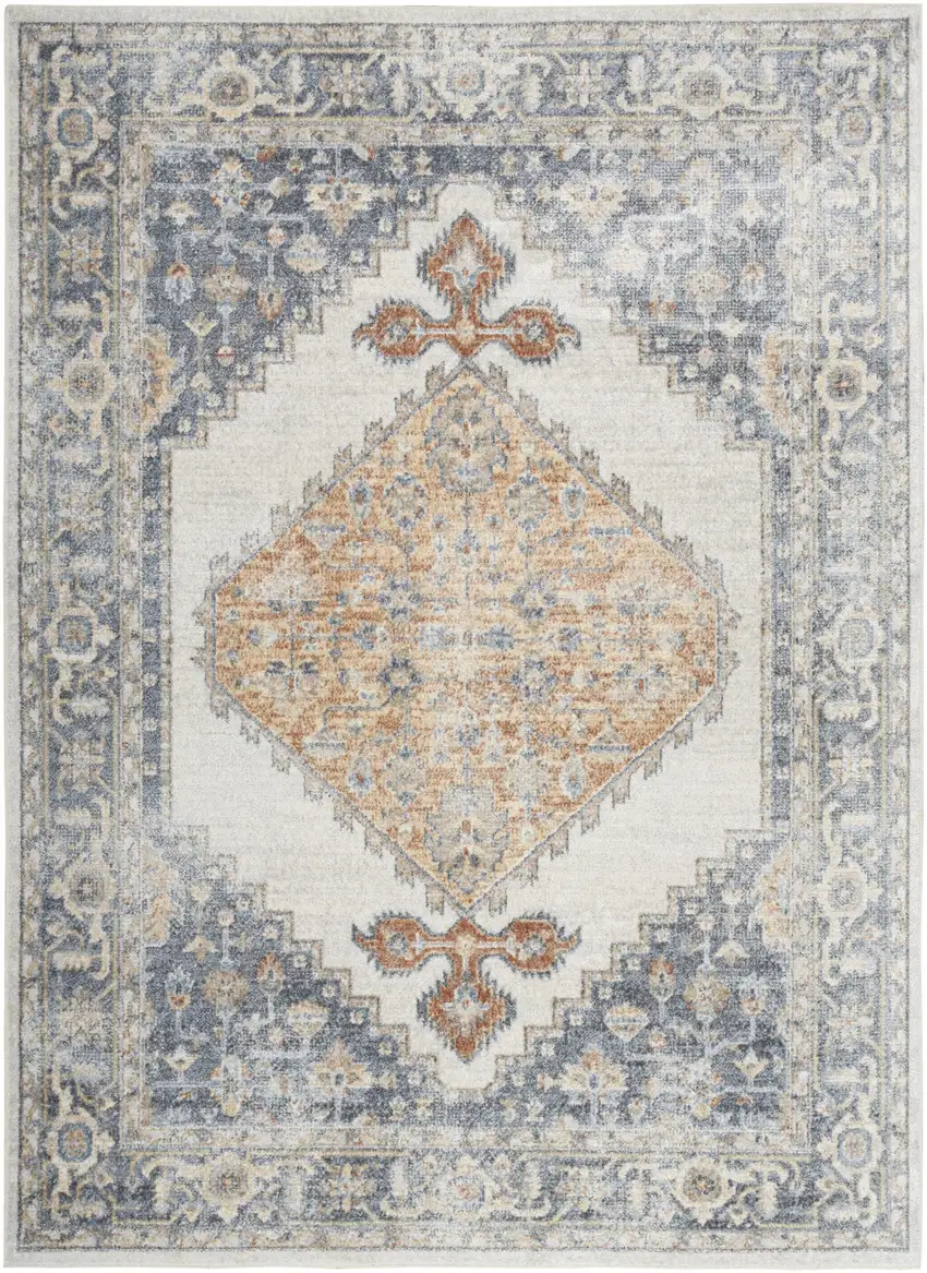 Gray Oriental Power Loom Distressed Washable Area Rug Photo 1