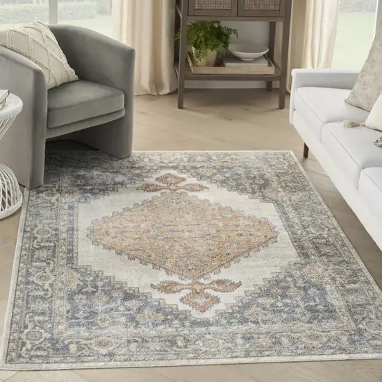 Gray Oriental Power Loom Distressed Washable Area Rug Photo 4