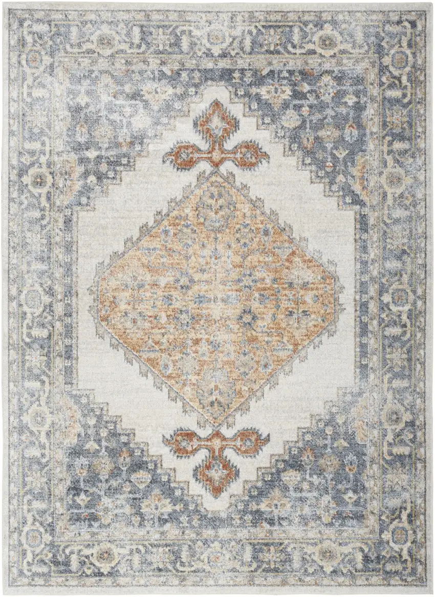 Gray Oriental Power Loom Distressed Washable Area Rug Photo 1