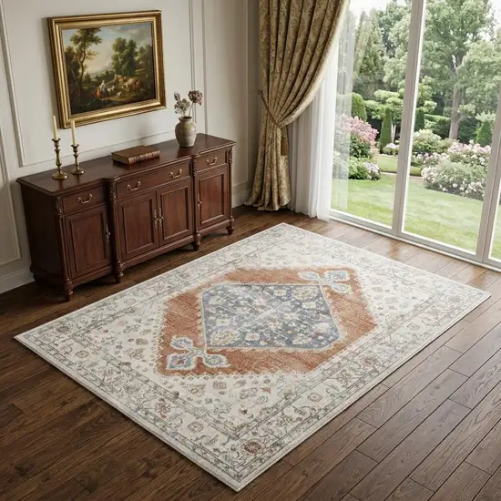 Gray Oriental Power Loom Distressed Washable Area Rug Photo 1