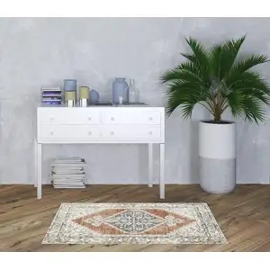 Photo of Gray Oriental Power Loom Distressed Washable Area Rug