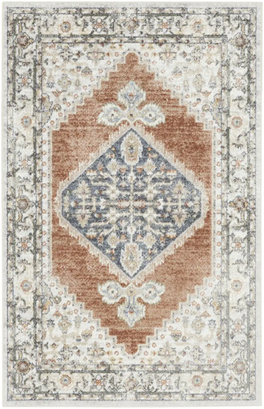 Gray Oriental Power Loom Distressed Washable Area Rug Photo 1