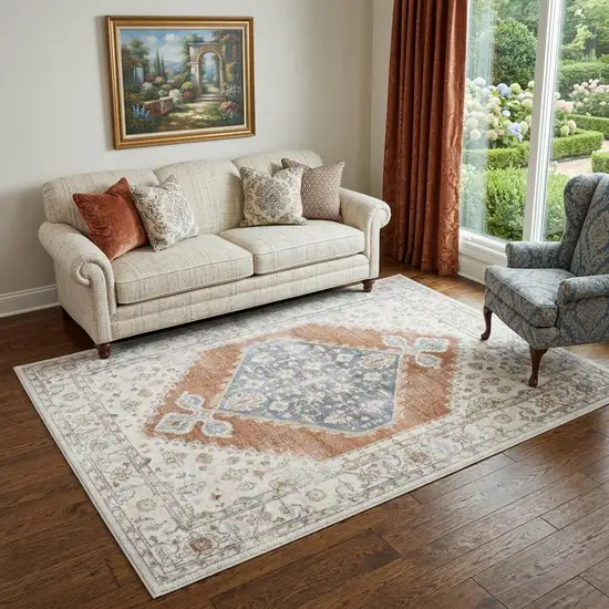 Gray Oriental Power Loom Distressed Washable Area Rug Photo 1