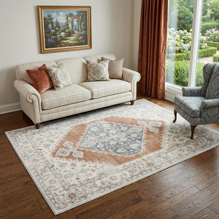 Gray Oriental Power Loom Distressed Washable Area Rug Photo 1
