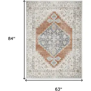 Photo of Gray Oriental Power Loom Distressed Washable Area Rug