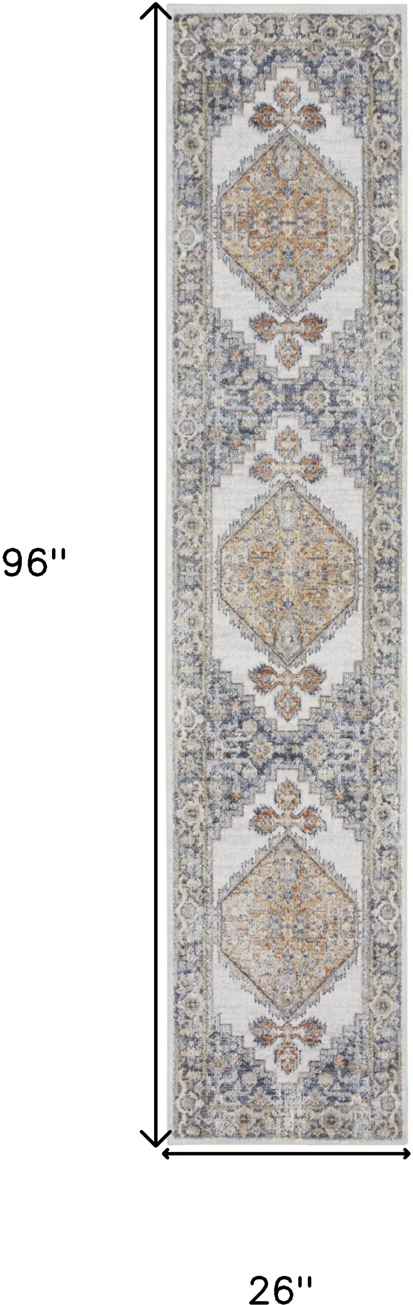 Gray Oriental Power Loom Distressed Washable Runner Rug Photo 9