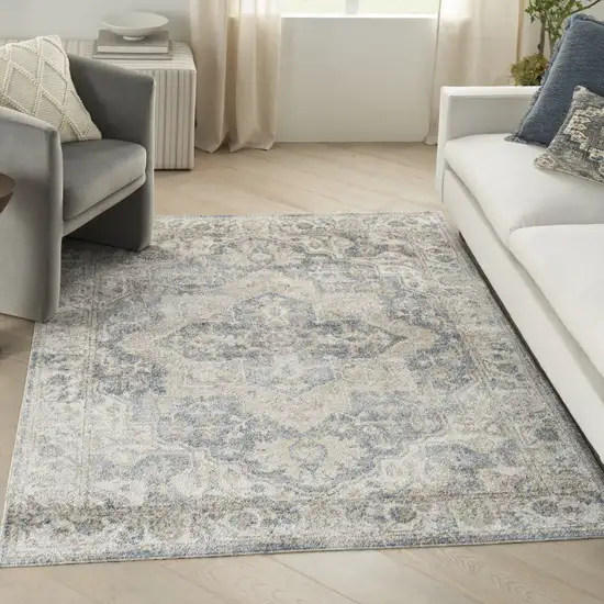 Gray Oriental Power Loom Washable Area Rug Photo 4