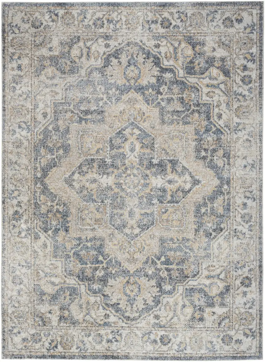 Gray Oriental Power Loom Washable Area Rug Photo 1