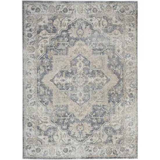 Gray Oriental Power Loom Washable Area Rug Photo 1