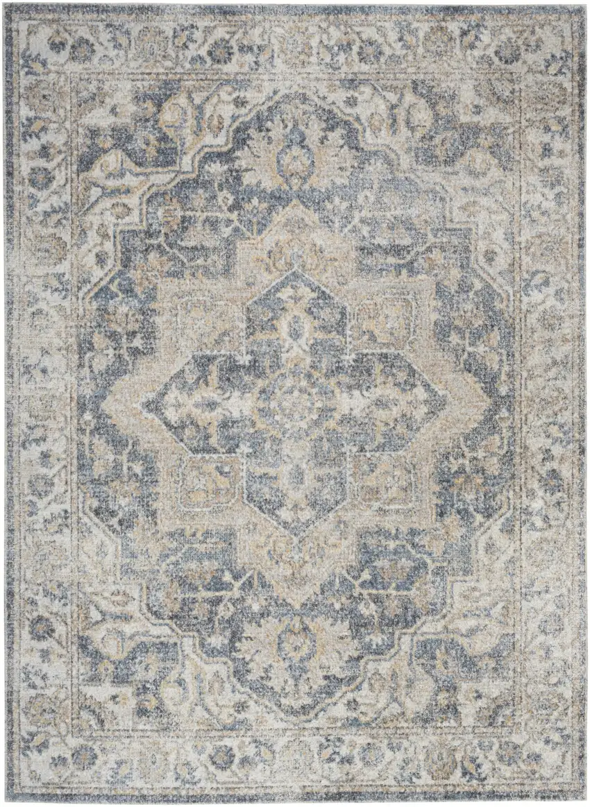 Gray Oriental Power Loom Washable Area Rug Photo 1