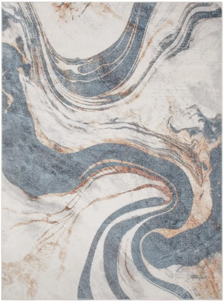 Gray Oriental Power Loom Washable Area Rug Photo 1