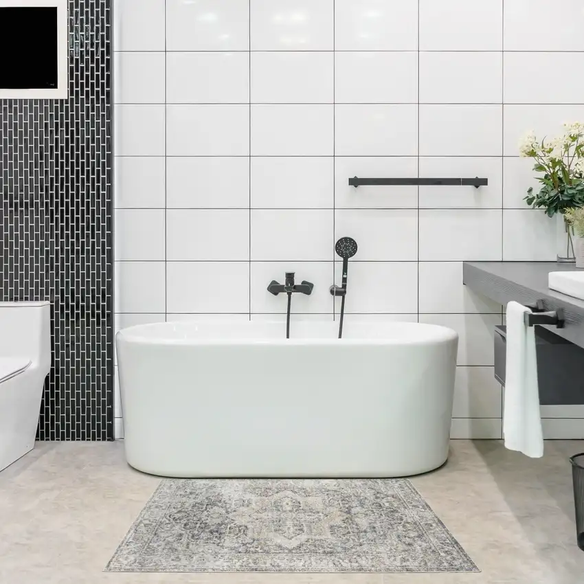 Gray Oriental Power Loom Washable Area Rug Photo 5