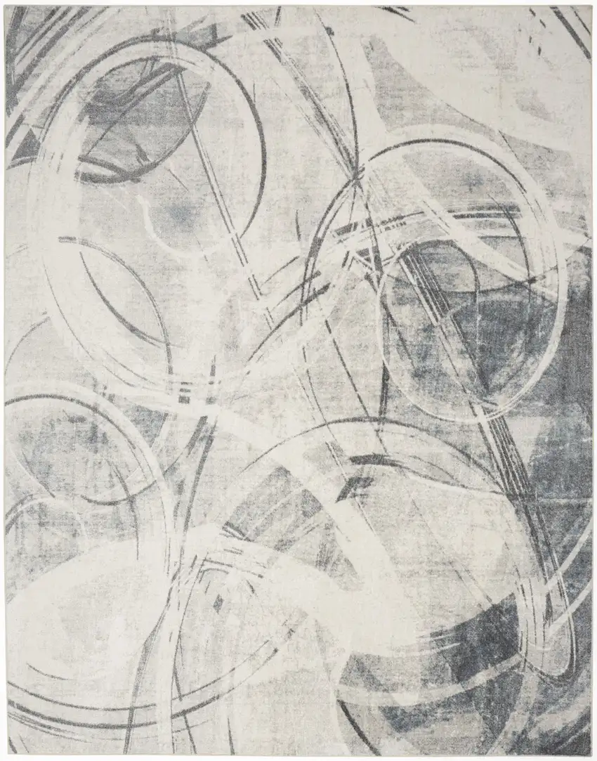 Gray Oriental Power Loom Washable Area Rug Photo 1