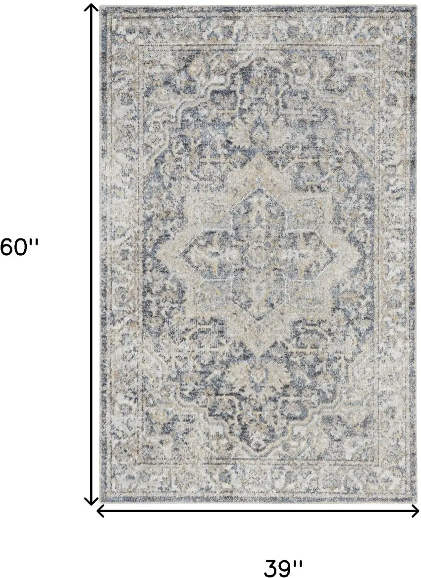 Gray Oriental Power Loom Washable Area Rug Photo 6