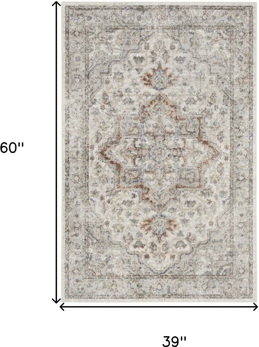 Gray Oriental Power Loom Washable Area Rug Photo 6