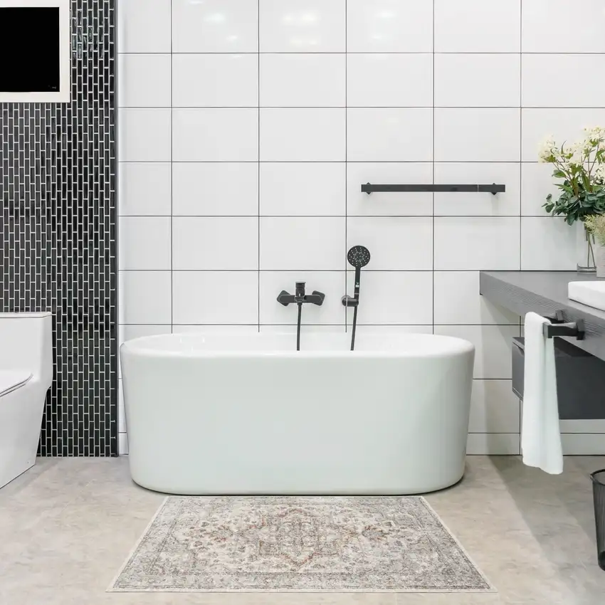 Gray Oriental Power Loom Washable Area Rug Photo 6