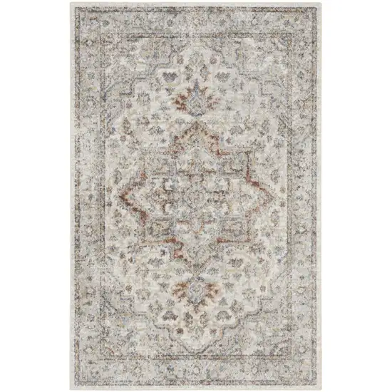 Gray Oriental Power Loom Washable Area Rug Photo 1