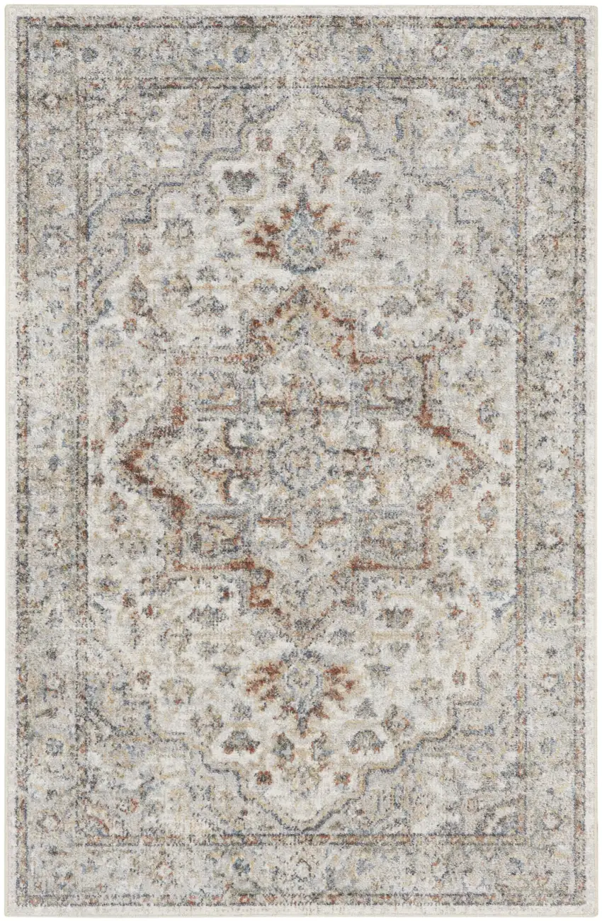 Gray Oriental Power Loom Washable Area Rug Photo 1
