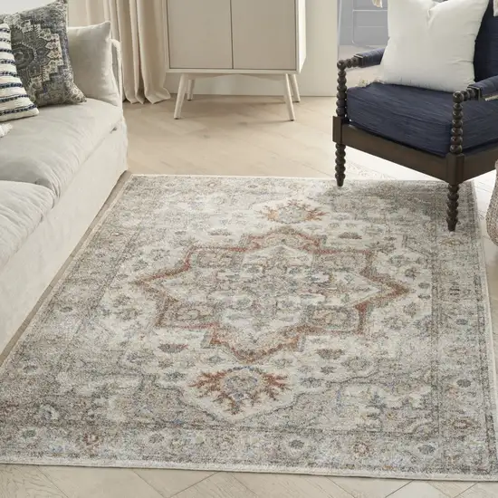 Gray Oriental Power Loom Washable Area Rug Photo 4