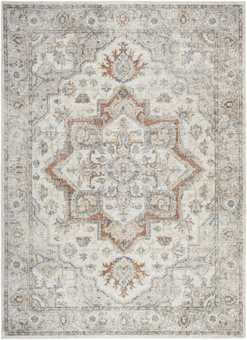 Gray Oriental Power Loom Washable Area Rug Photo 8