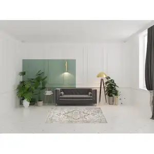 Photo of Gray Oriental Power Loom Washable Area Rug
