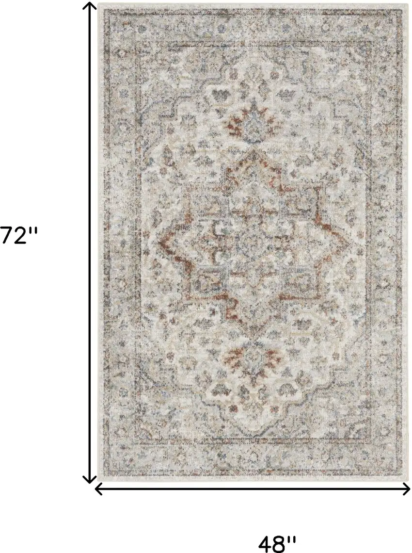 Gray Oriental Power Loom Washable Area Rug Photo 6