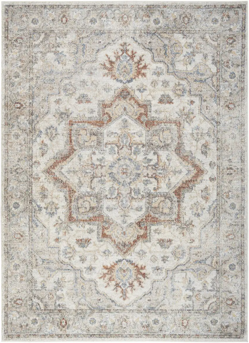 Gray Oriental Power Loom Washable Area Rug Photo 1