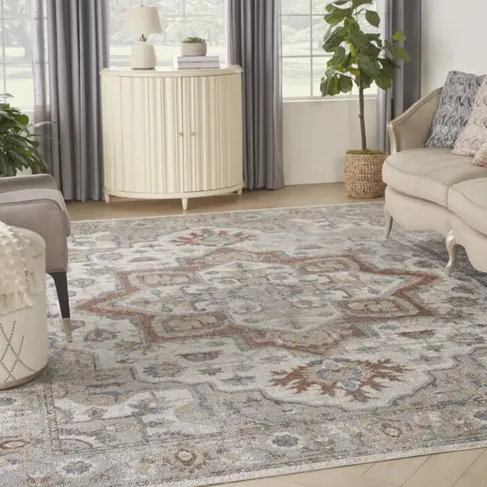 Gray Oriental Power Loom Washable Area Rug Photo 5