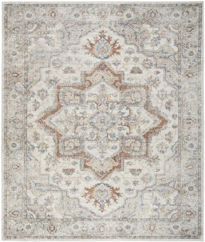 Gray Oriental Power Loom Washable Area Rug Photo 1