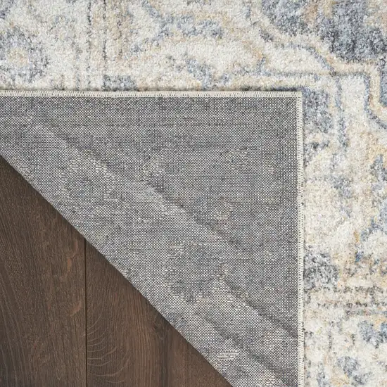 12' Gray Oriental Washable Runner Rug Photo 9
