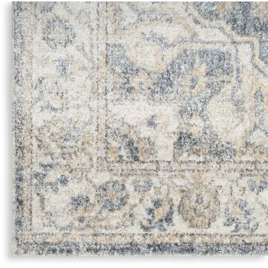 12' Gray Oriental Washable Runner Rug Photo 8