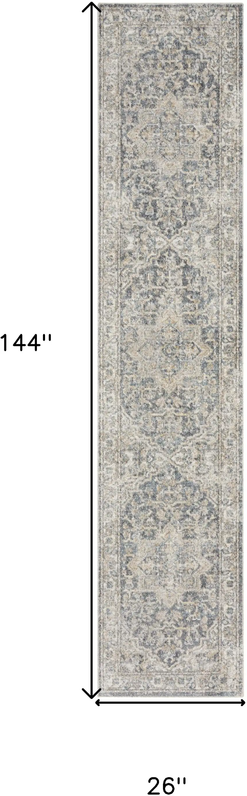 Gray Oriental Power Loom Washable Runner Rug Photo 9