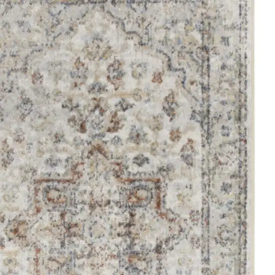 12' Gray Oriental Washable Runner Rug Photo 2