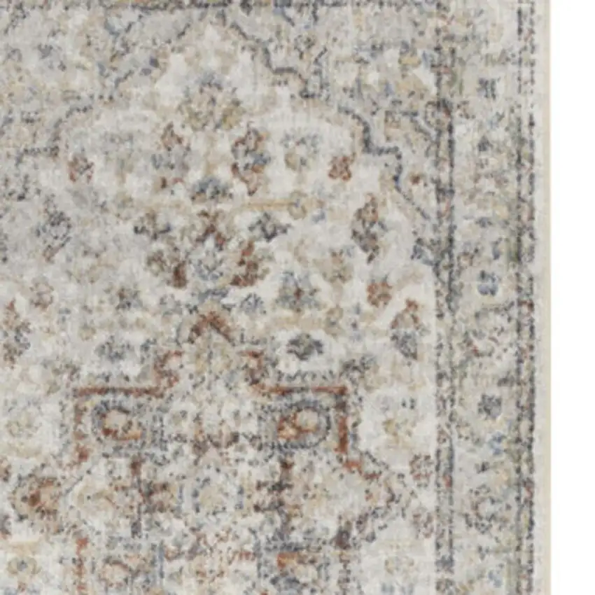 12' Gray Oriental Washable Runner Rug Photo 2