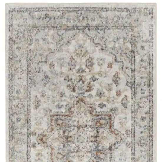 12' Gray Oriental Washable Runner Rug Photo 4