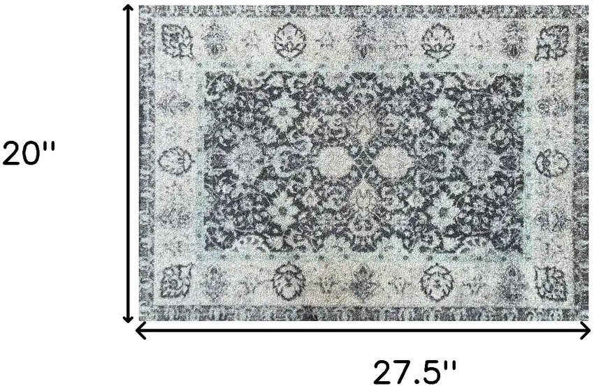 Gray Oriental Washable Area Rug With UV Protection Photo 5