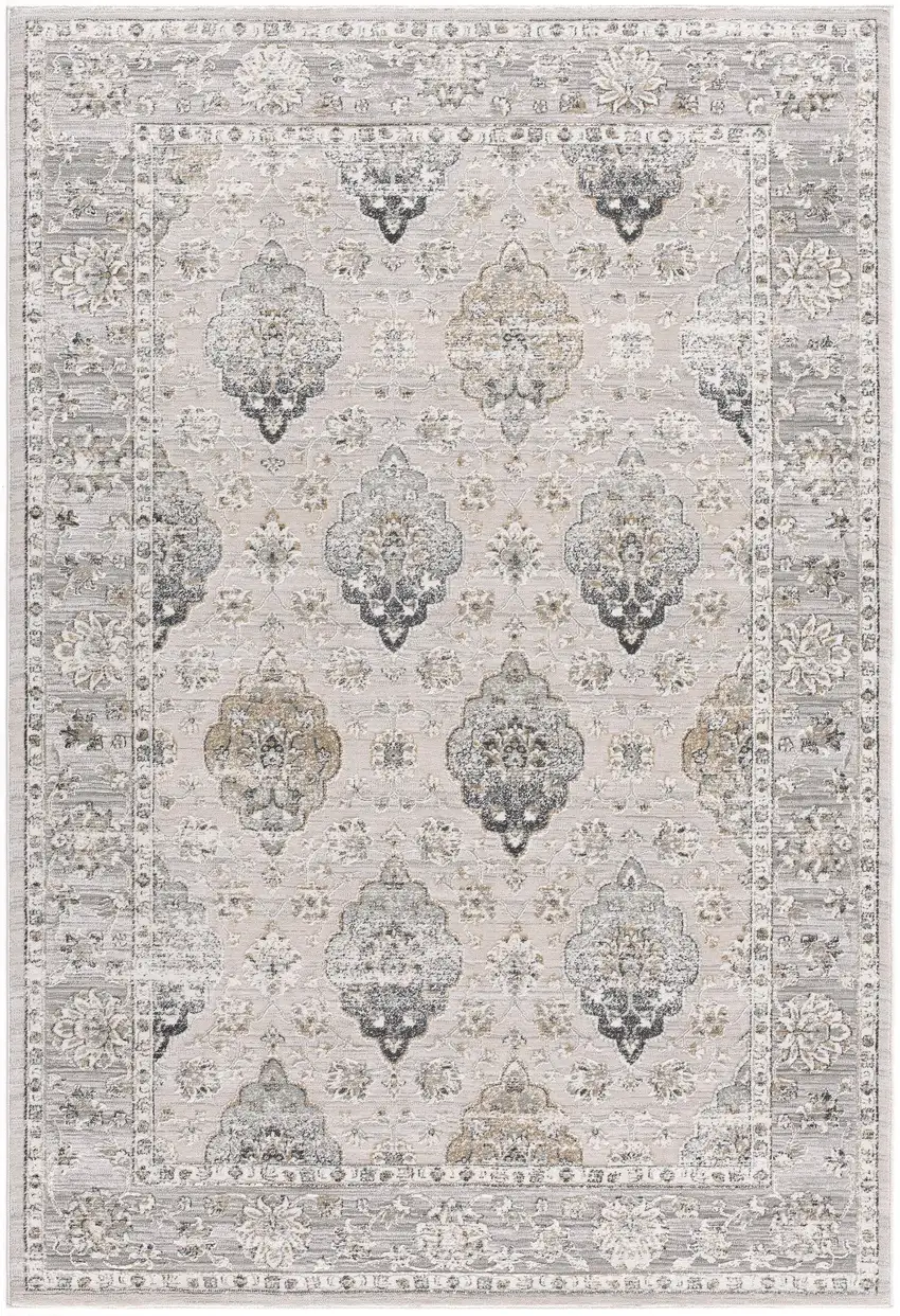 Gray Oriental Washable Non Skid Area Rug Photo 6