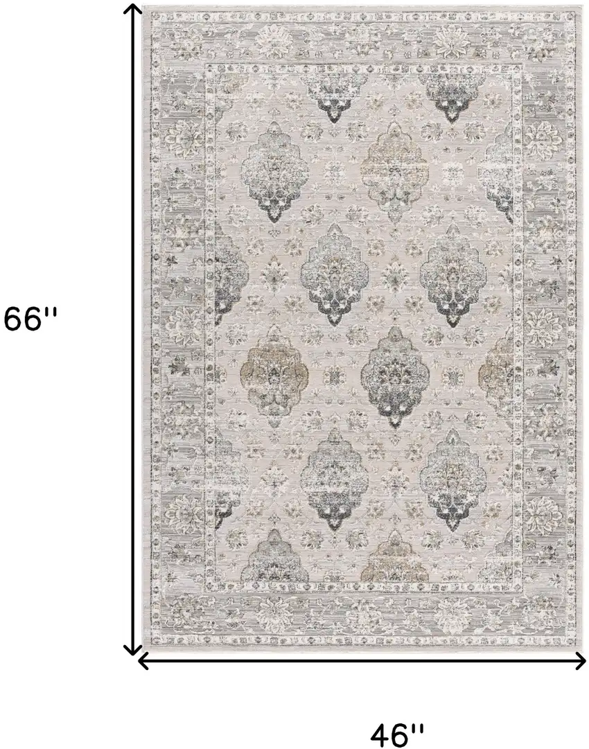 Gray Oriental Washable Non Skid Area Rug Photo 5