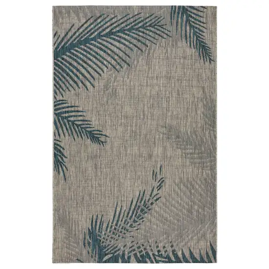 Gray Floral Indoor Outdoor Area Rug Photo 4