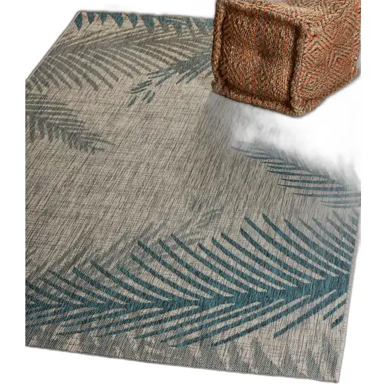 Gray Floral Indoor Outdoor Area Rug Photo 2