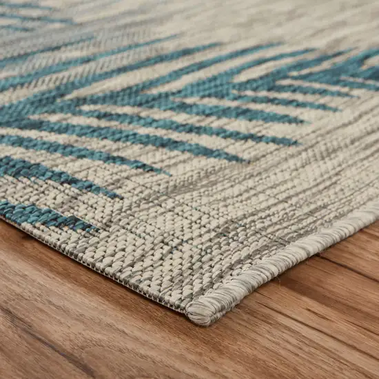 Gray Palm Leaves Indoor Outdoor Area Rug Photo 5