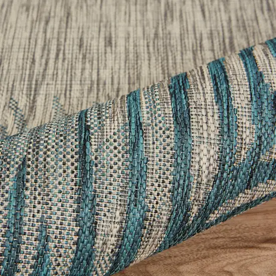 Gray Palm Leaves Indoor Outdoor Area Rug Photo 6