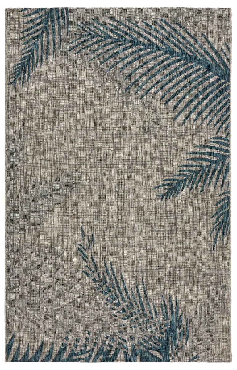 Gray Palm Leaves Indoor Outdoor Area Rug Photo 1