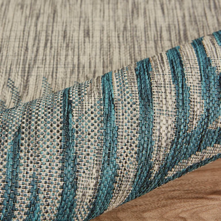Gray Palm Leaves Indoor Outdoor Area Rug Photo 5