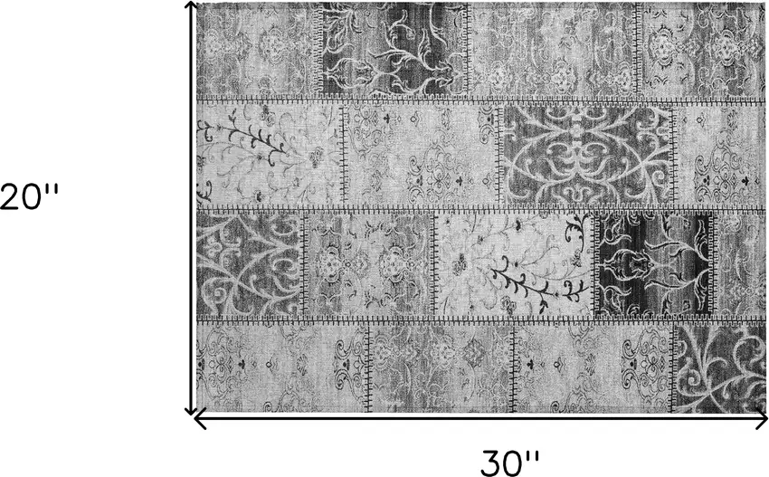 Gray Patchwork Washable Non Skid Indoor Outdoor Area Rug Photo 3
